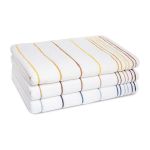 Pencil Stripe Pool Towel, Cotton End Hem, 34x70, 22lbs/dz, White with Multi-Blue Stripes